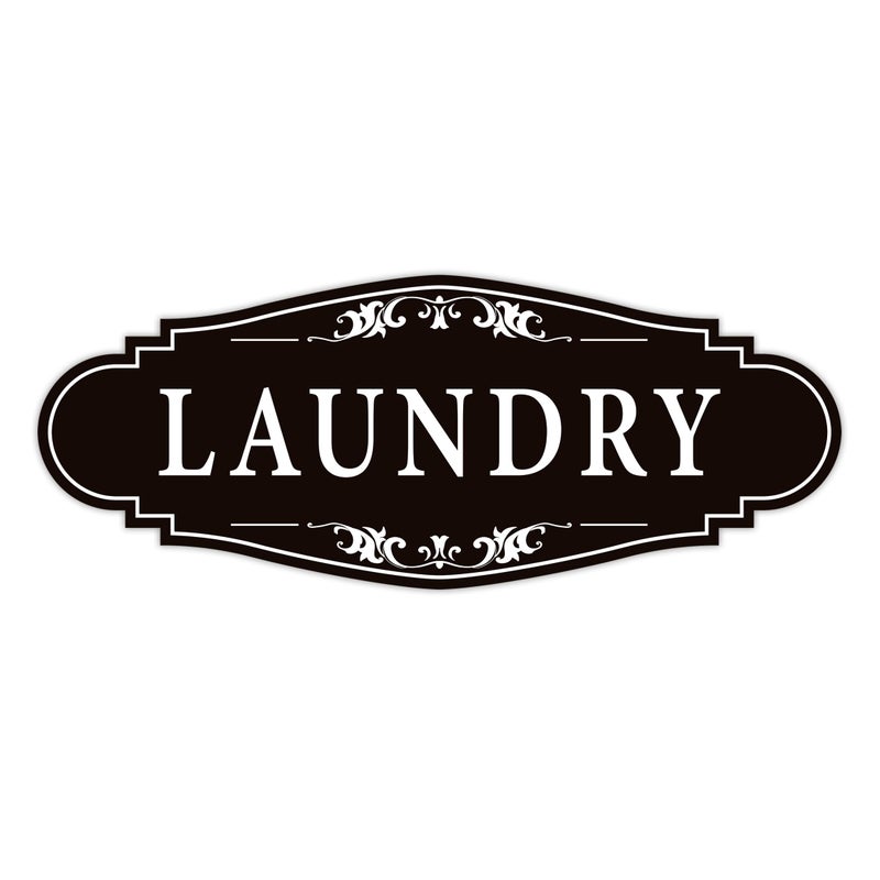 LUHIMO Laundry Room Door Sign for Business and Home,Self-adhesive Waterproof Cute Laundry Room Door Sticker Decals for House, Apartment, Hotel Laundromat Decor(Black) - Image 1